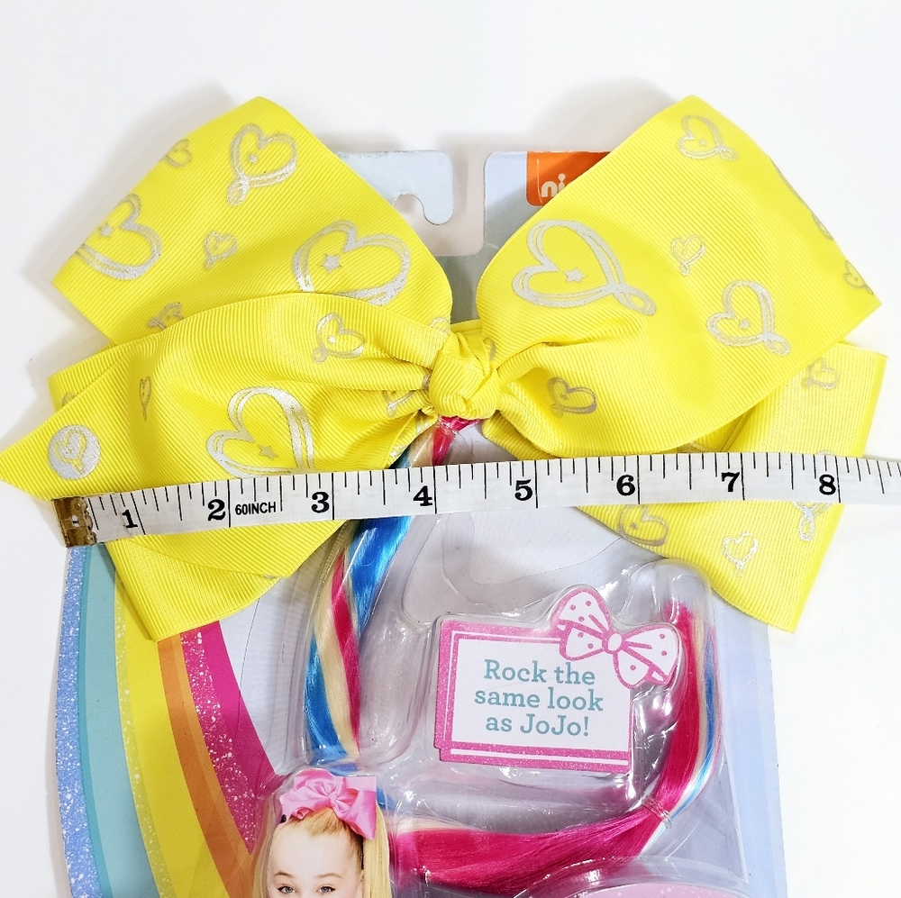 Jojo Bodacious Large Yellow Bow Rainbow Faux Hair Glam Colorful Festival Disco - Picture 12 of 16